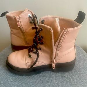 Pink Tie and Zip up Ankle Boot; size 11.5